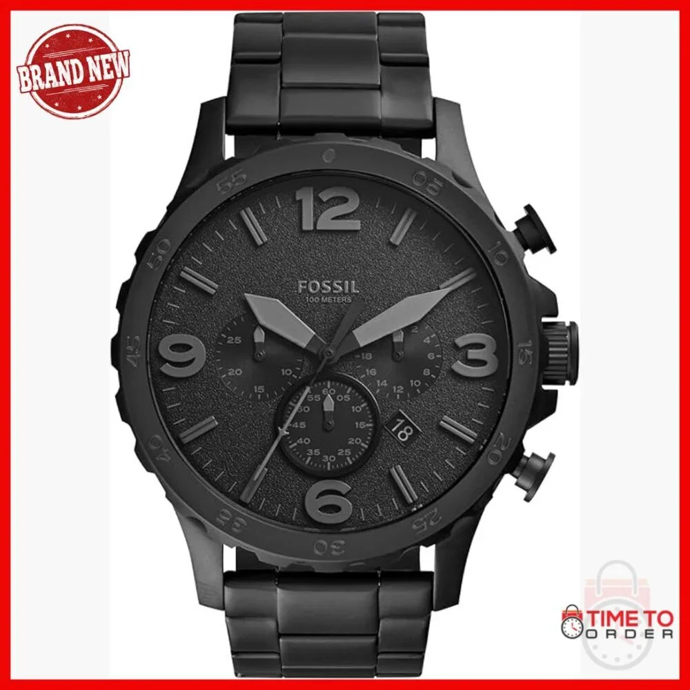 Oversized Stainless Steel Chronograph Watch with Quartz Movement